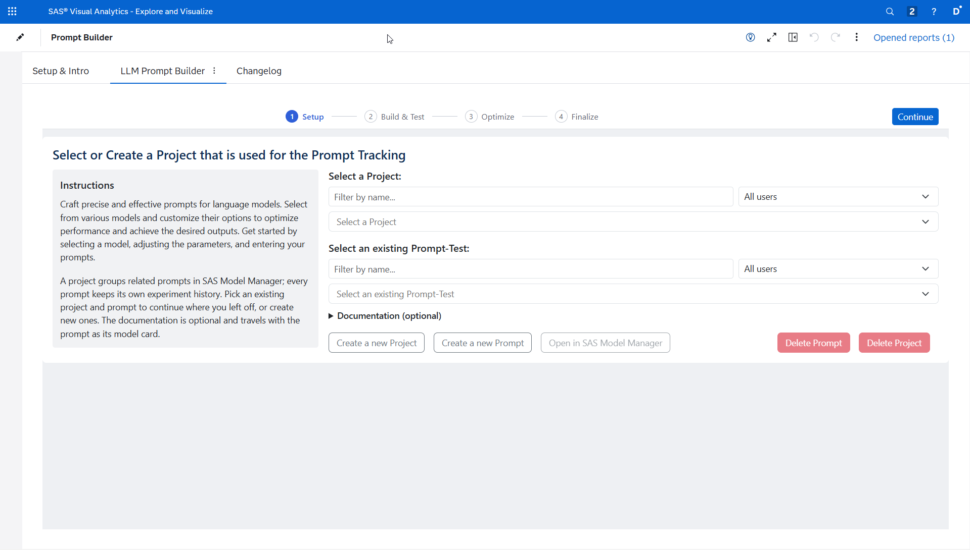 The LLM Prompt Builder embedded in a Visual Analytics report