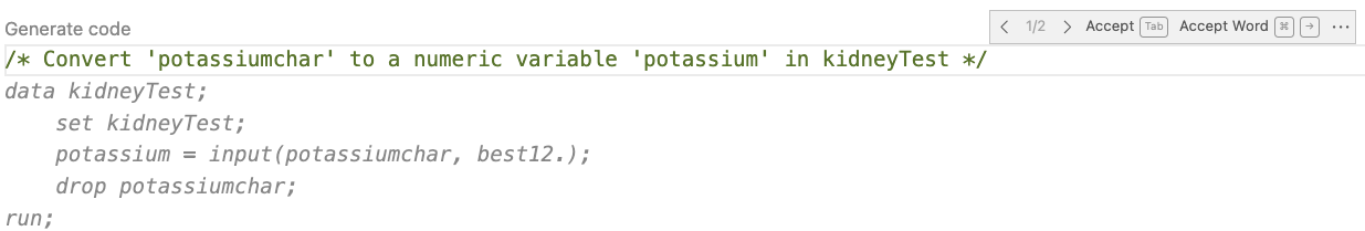 Generate code