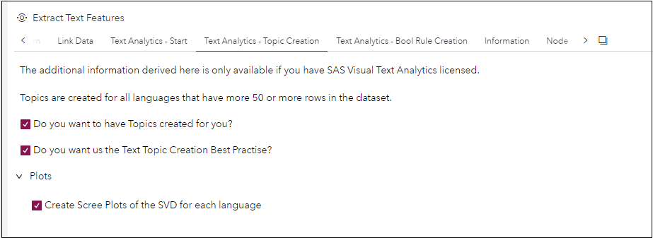 Text Analytics Topic Creation