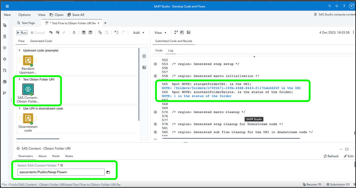 SAS Content - Obtain Folder URI