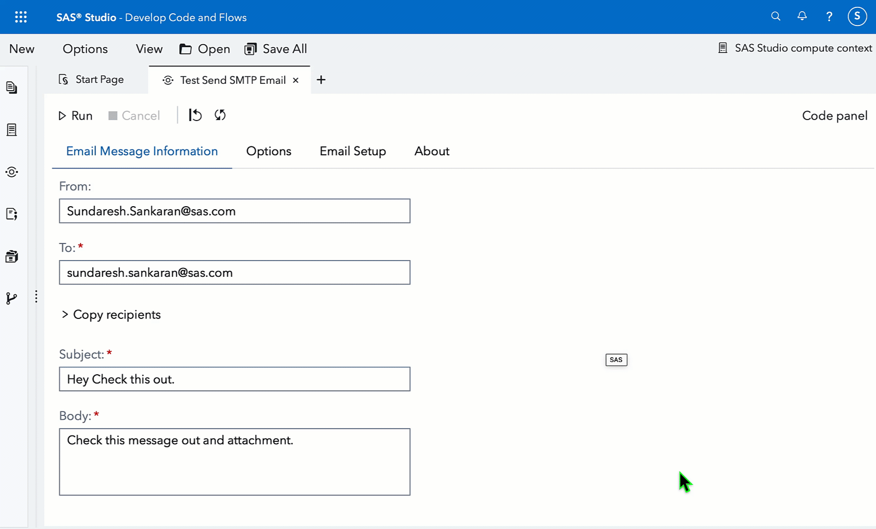 Send SMTP Email Custom Step Usage
