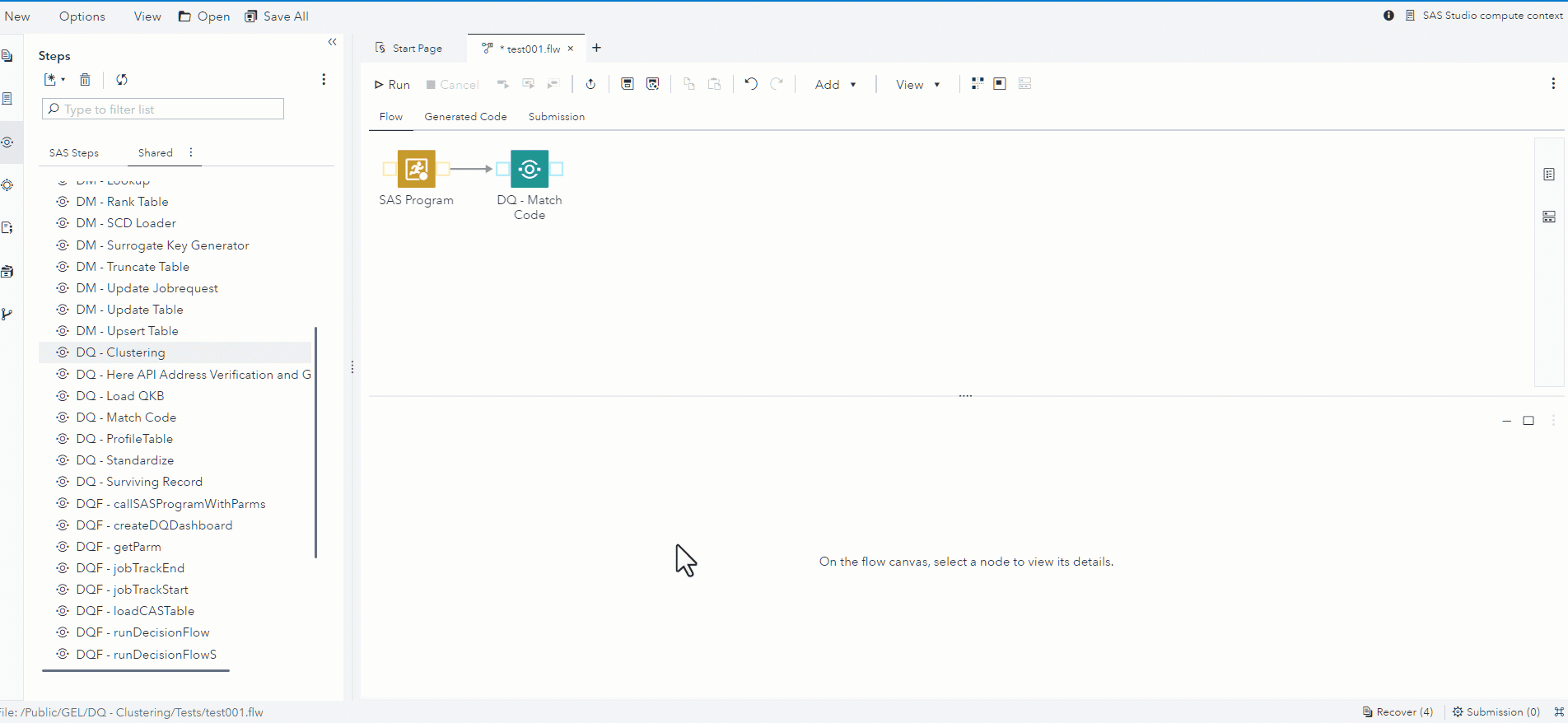 Using the DQ - Clustering Custom Step