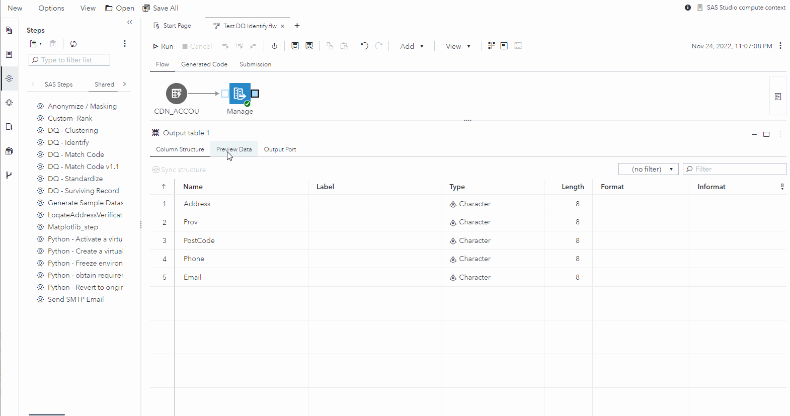 Using the DQ - Identify Custom Step