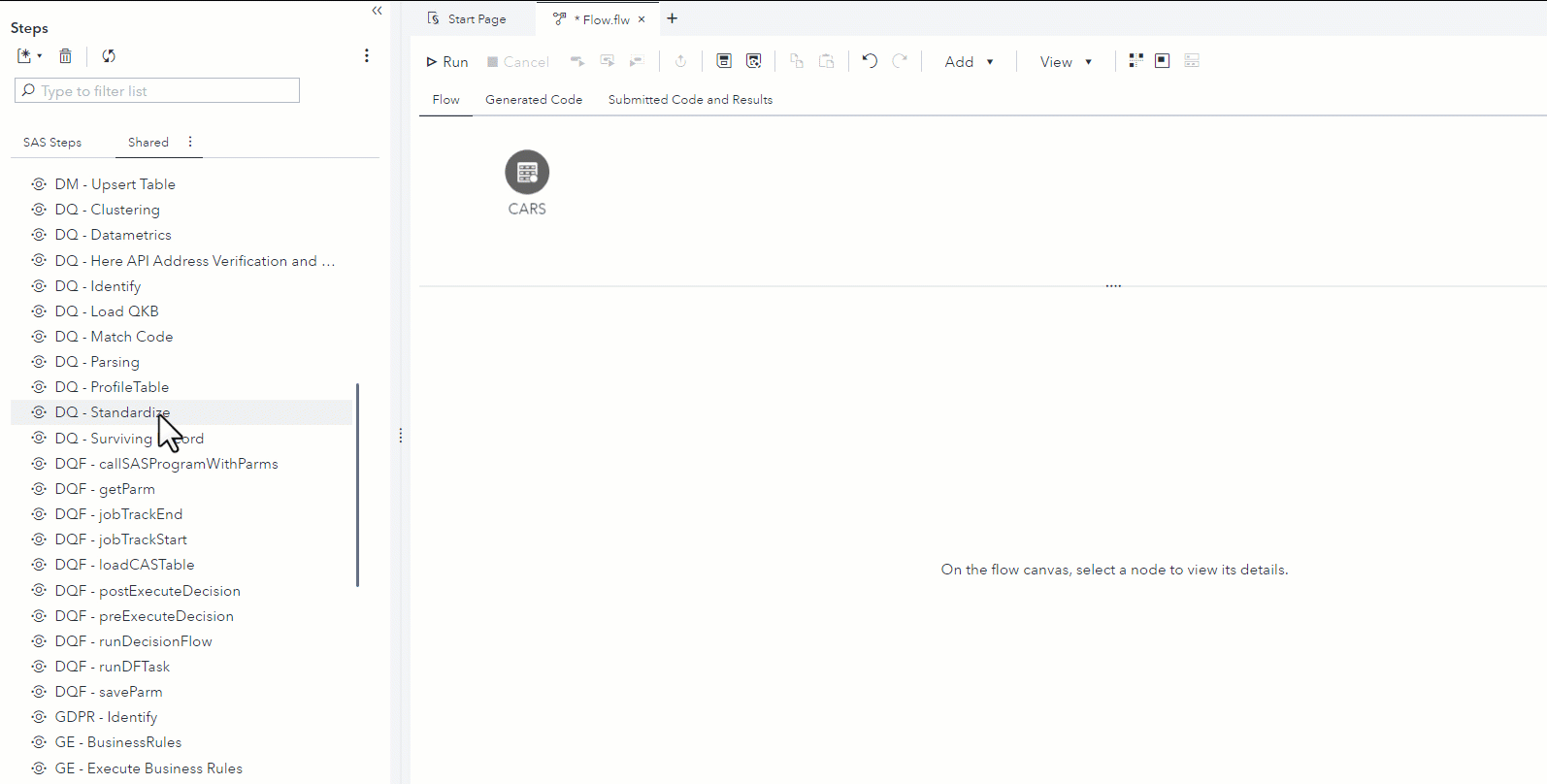 Using the DQ - Standardize Custom Step