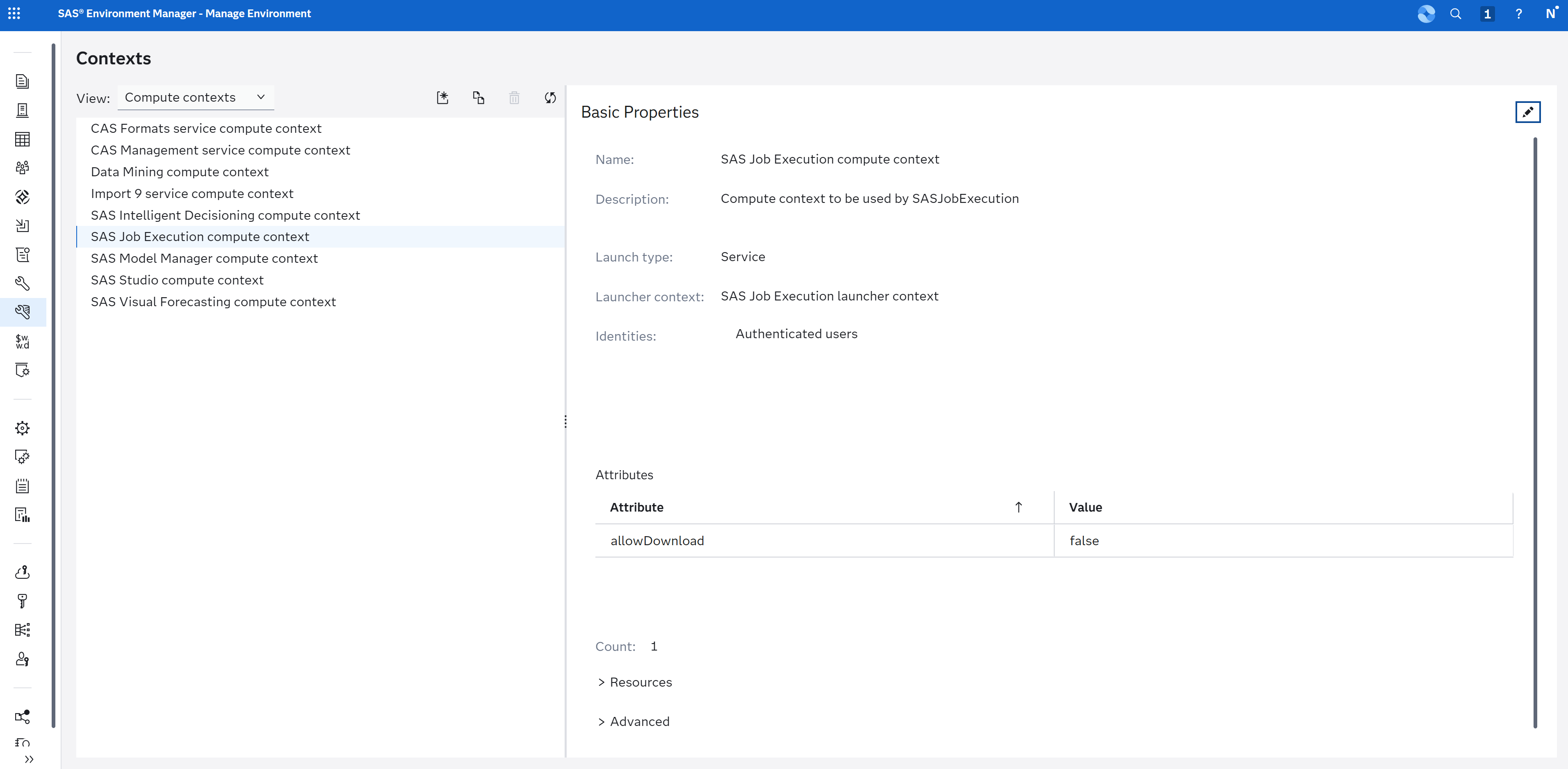 context definition for allowDownload setting