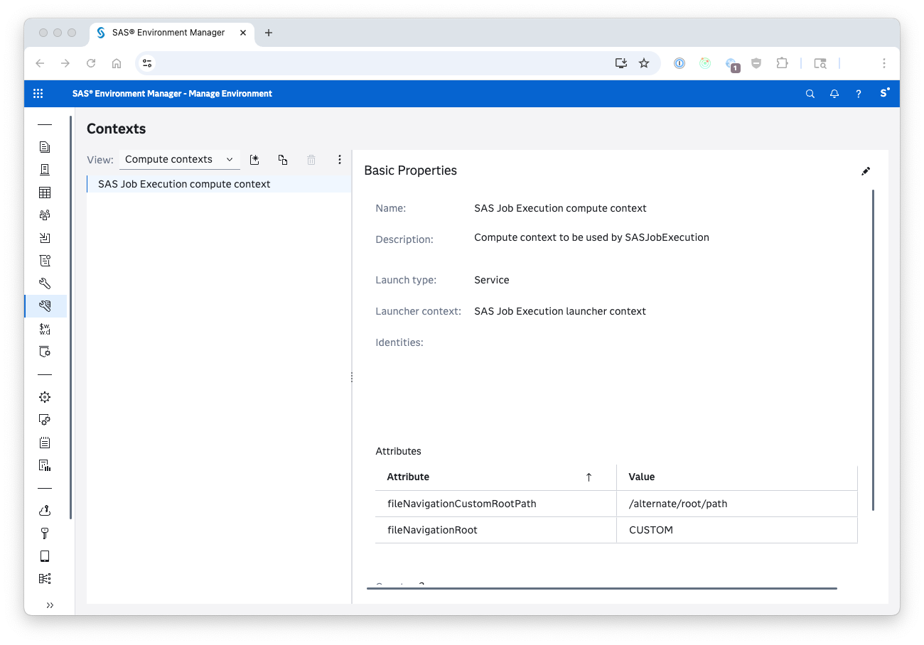 context definition setup for file navigation root settings